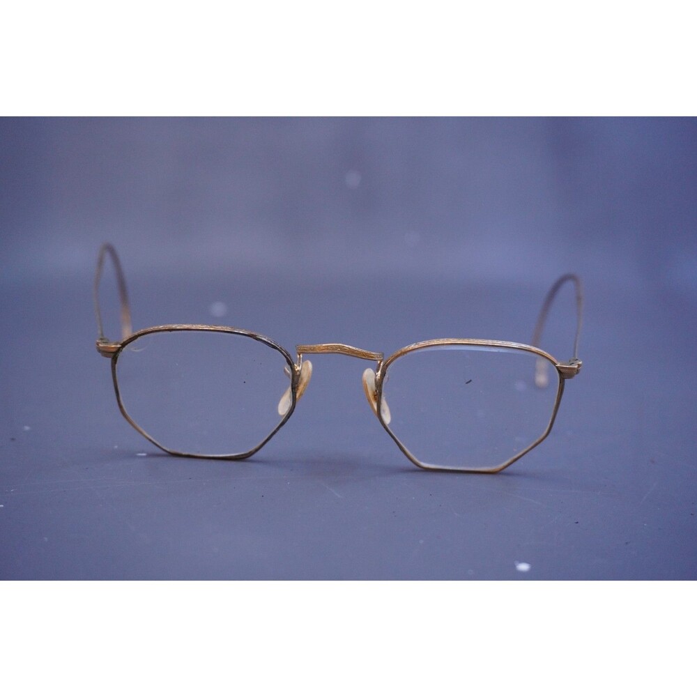 Vintage Bausch & Lomb B&L 1/10 12K GF Octagonal Wire Rim Spectacles Glasses 40s